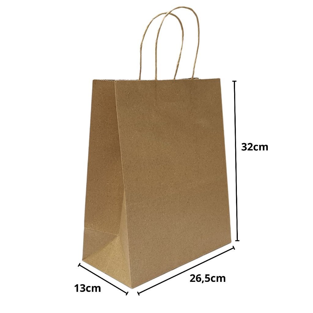 Sacola de Papel G 32x26,5x13cm - Kraft - 50 unidades - Cromus - Rizzo · foto 2