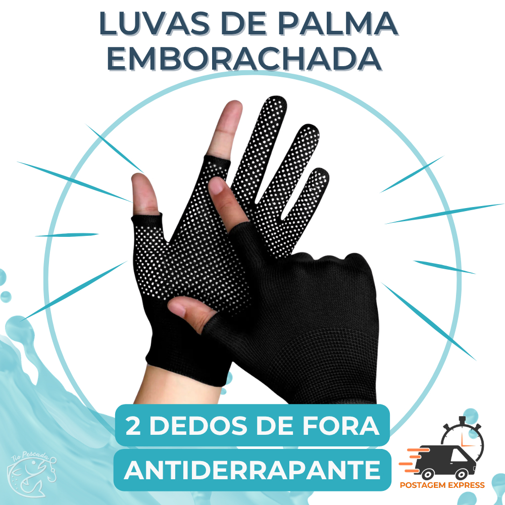 Luva Pesca 2 Dedos de Fora Meio Dedo Sem Dedo Antiderrapante Emborrachada Respirável Unissex