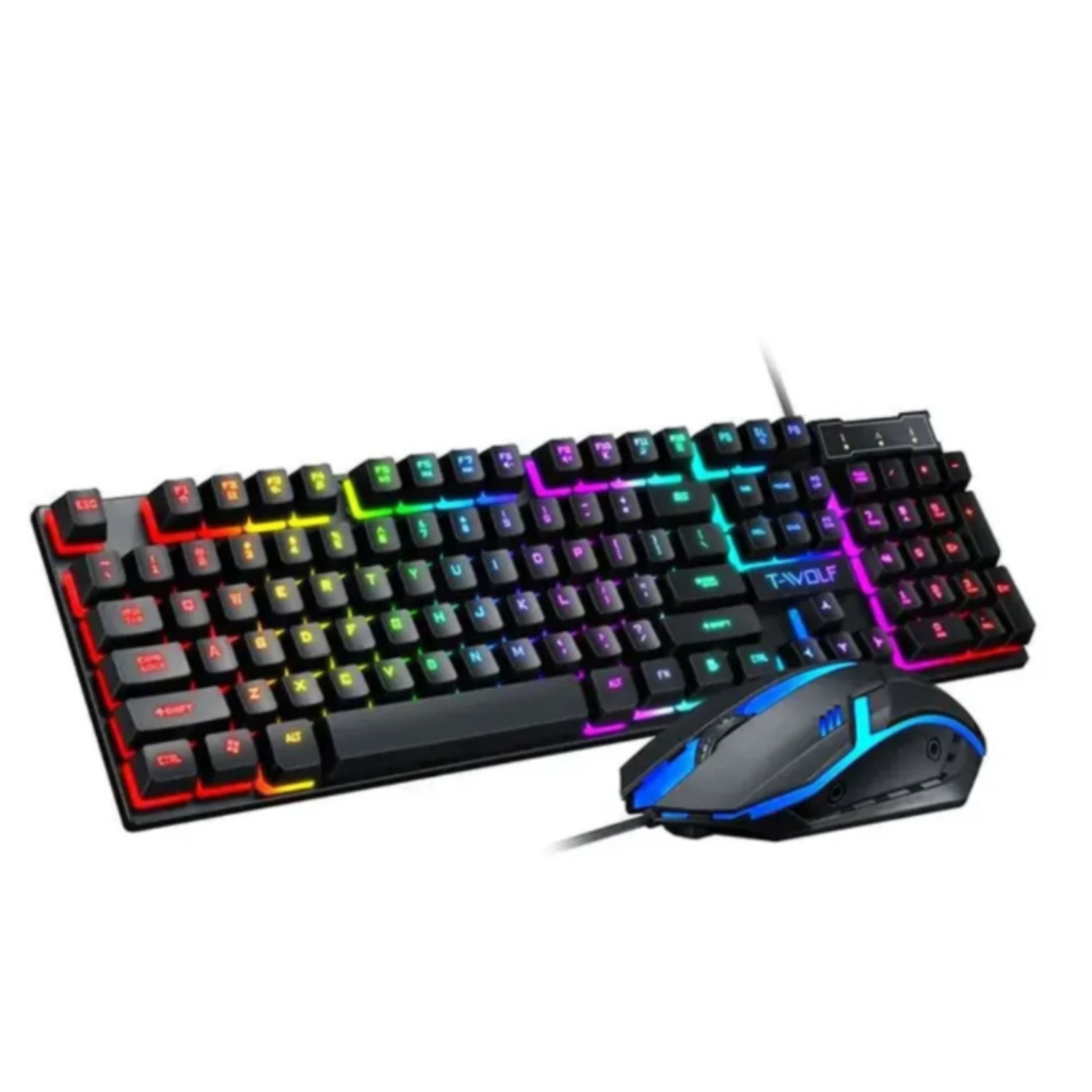 Kit Teclado e Mouse Gamer com Fio Lehmox Led Colorido USB Iluminado Ergonômico Alta Performance Design Modern