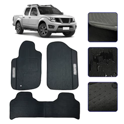 Jogo de Tapete Emborrachado para Frontier Cabine Dupla 2008 a 2016 Kit Automotivo Impermeavel