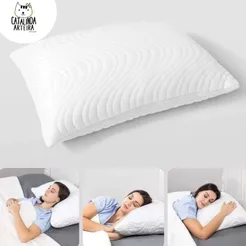 Kit 4 Travesseiro Fibra de Bambu Alto Firme Tradicional Antistress 70x50cm