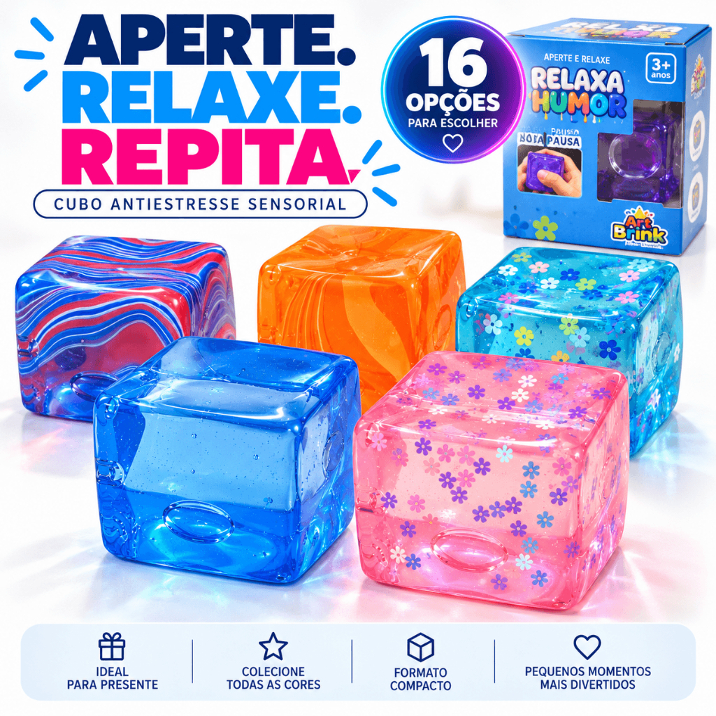 Brinquedo Squishy Sensorial Cubo de Gelo Antiestress de Apertar Fidget Coloridos Relaxante