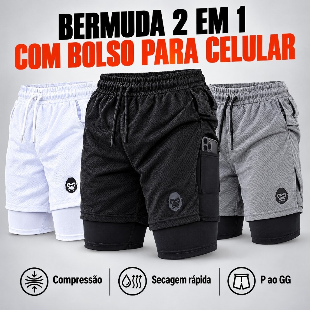 Shorts Masculino Kong para Treinos de Academia e Corrida