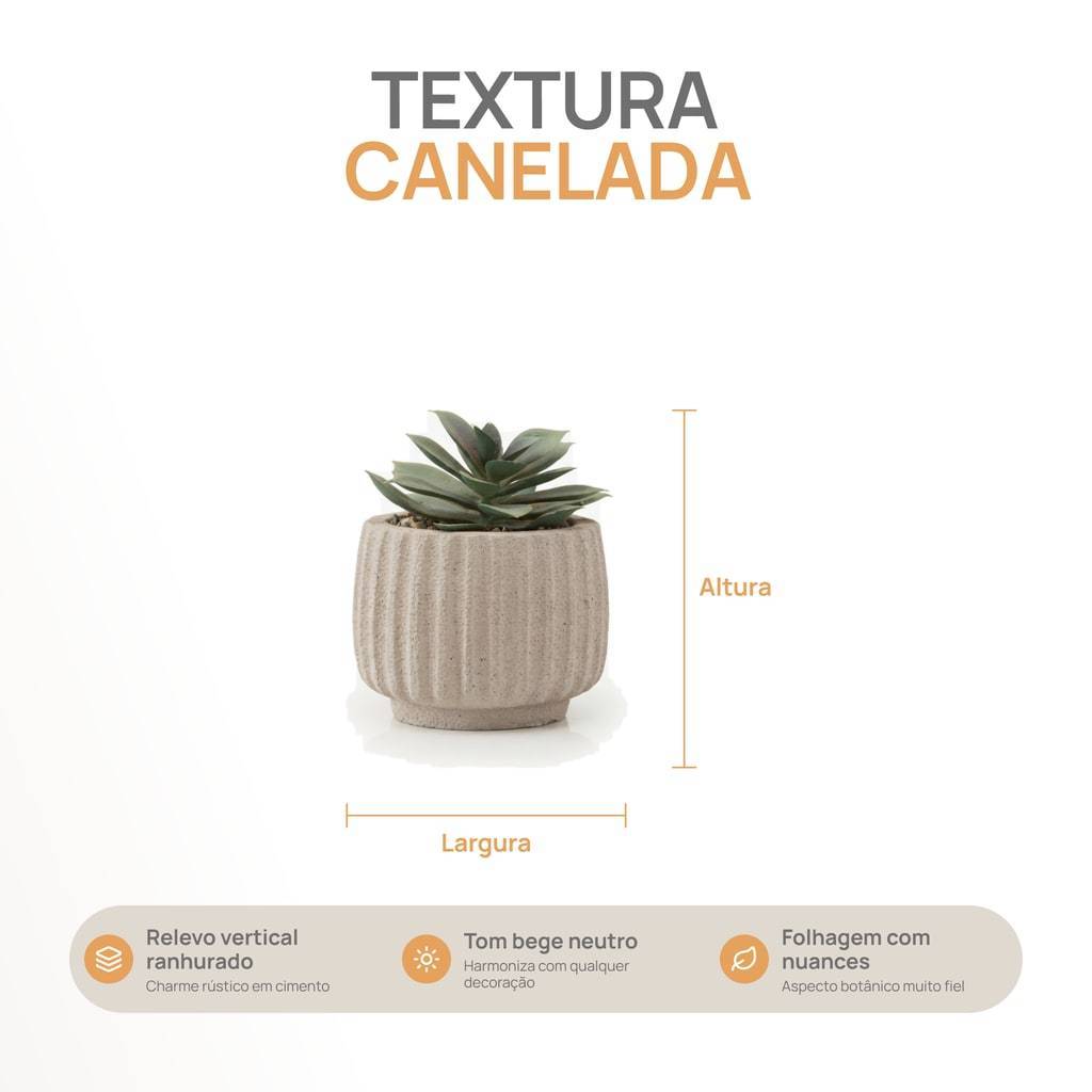Cachepot com Suculenta Artificial 8cm Bege Geometry Vaso com Planta Artificial Decoração Mesa Escritório Quarto Banheiro · foto 2