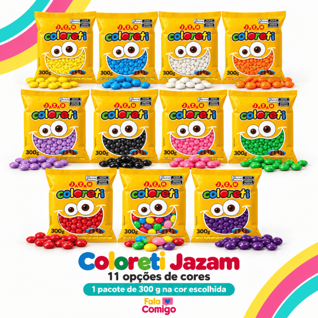 Confete Chocolate Coloreti Colorido 300g - Jazam / ESCOLHA SUA COR