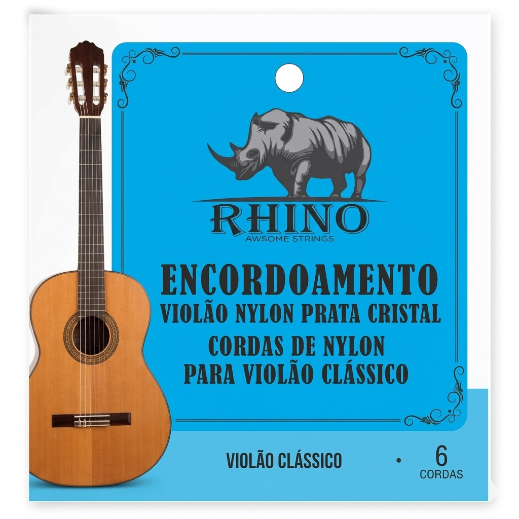 Jogo de cordas Violão nylon Encordoamento Rhino tensao MEDIA 6 cordas profissional amador