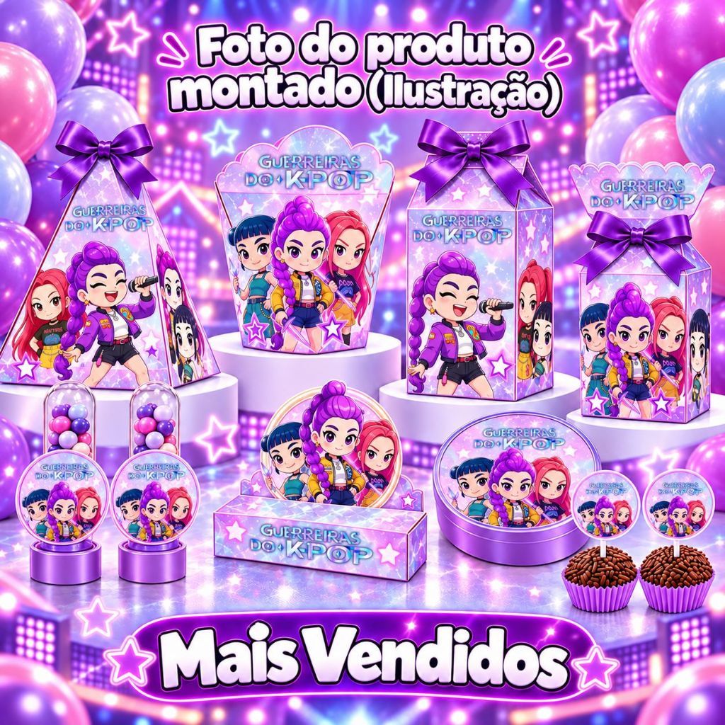 KIT LEMBRANCINHAS TEMA: GUERREIRAS DO K-POP CUTE COM 160/80 ITENS - ENVIO 24H