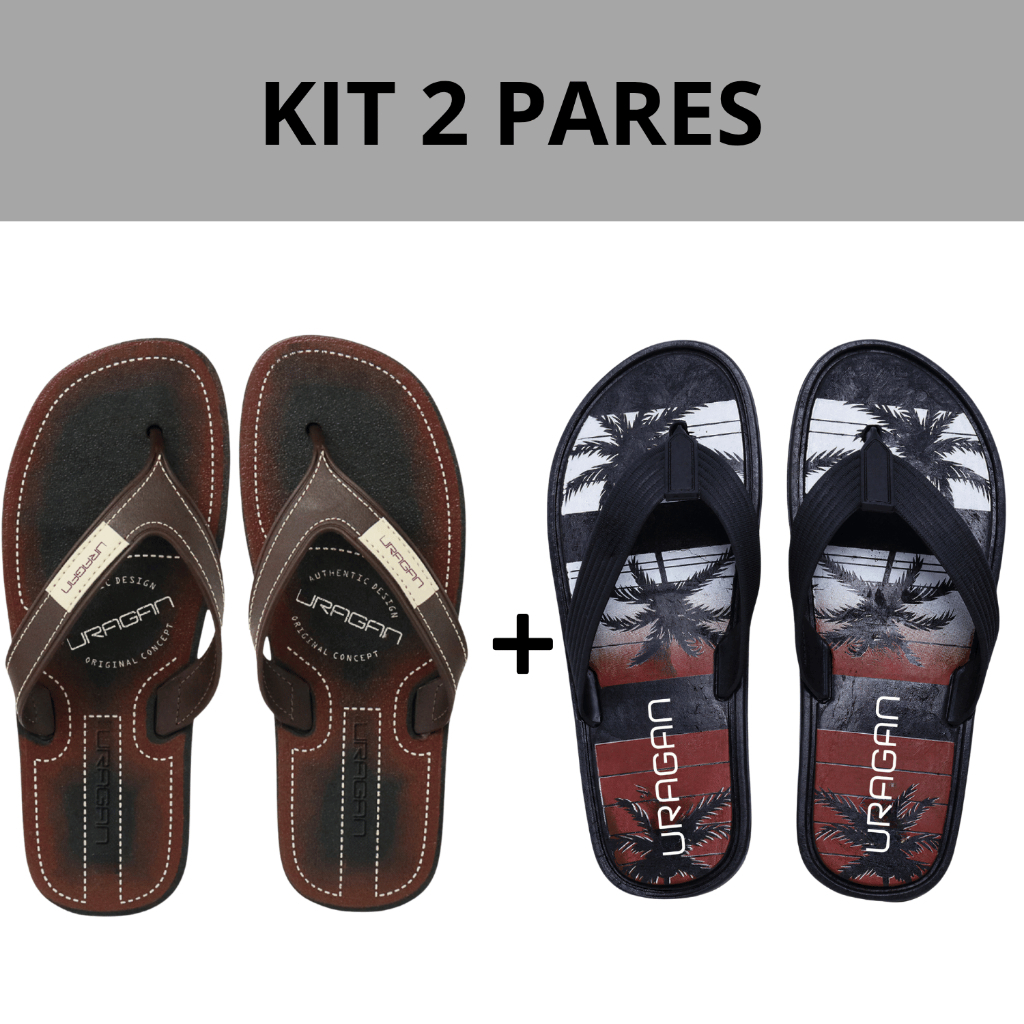Kit 2 Chinelo Masculino Sandália Borracha Resistente Antiderrapante Casual Confortável Promoção