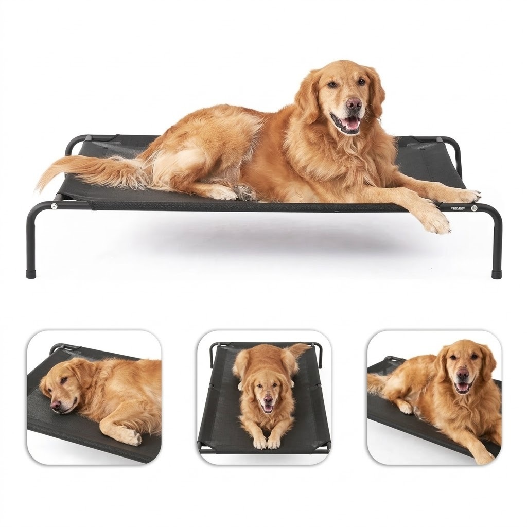 Cama Suspensa Elevada para Cachorro M e G, Tela Mesh Resistente, Fácil de Montar e Limpar