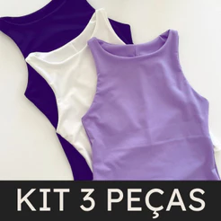 KIT 03 Blusas Regata Suplex Básica Casual com Forro
