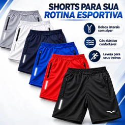 Kit 3 4 ou 6 Bermudas Dry Fit Masculina com Refletivo Short Esportivo para Corrida Academia Caminhada e Treino