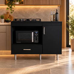 Balcão Para Cooktop 1,05m 5 Bocas 1 Nicho Com 1 Porta E Gaveta Turim Lojas Movelove