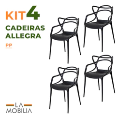 Kit 4 Cadeiras Allegra Polipropileno Empilháveis para Área Gourmet e Jardim