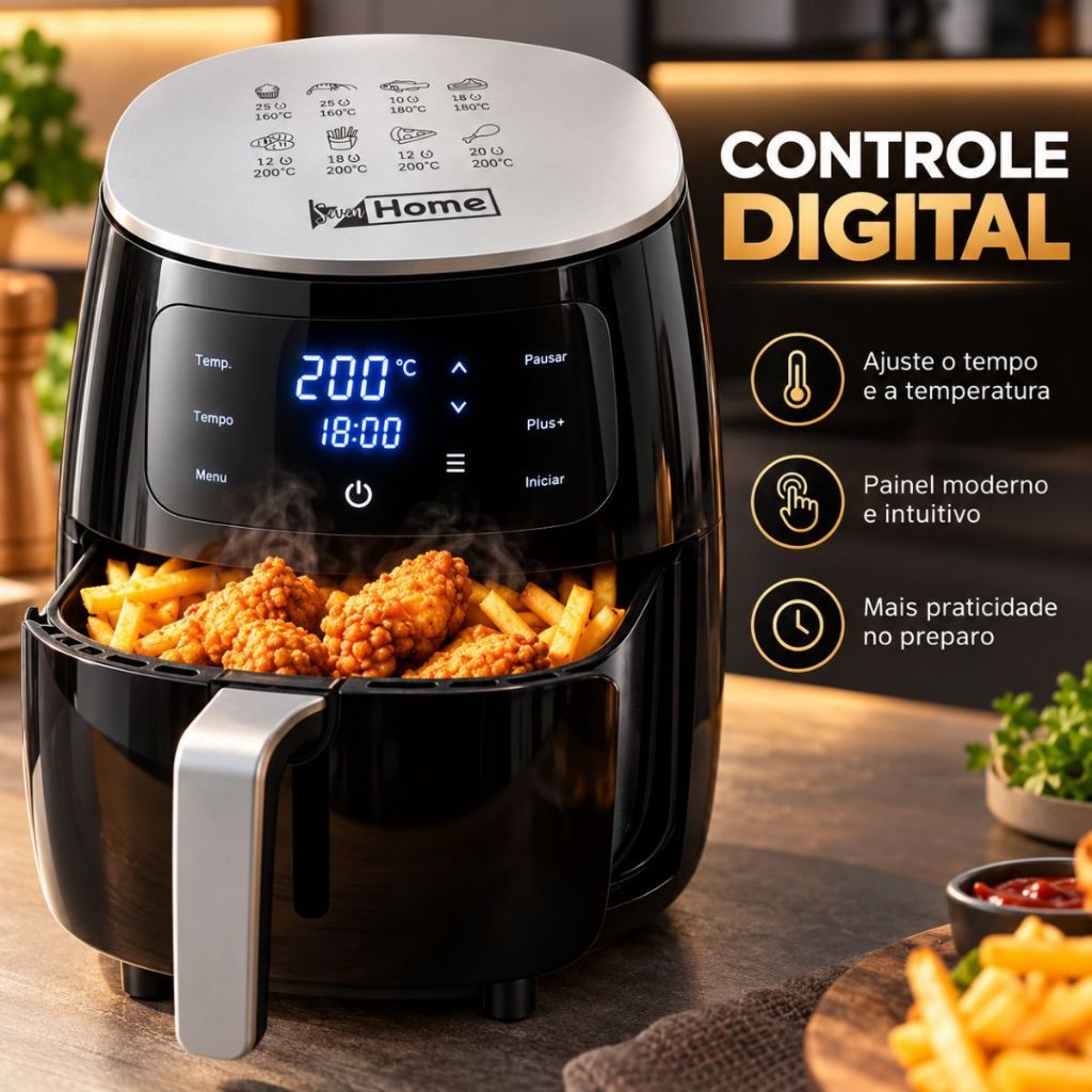 AIR FRYER DIGITAL 4,8L 2400W – FRITADEIRA ELÉTRICA SEM ÓLEO 110V/220V — imagem 2 de 2
