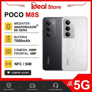 Poco M8S 5G Versão Global, Processador Snapdragon 6s Gen 3, Bateria 7000mAh, 128-256GB e 6-8GB RAM