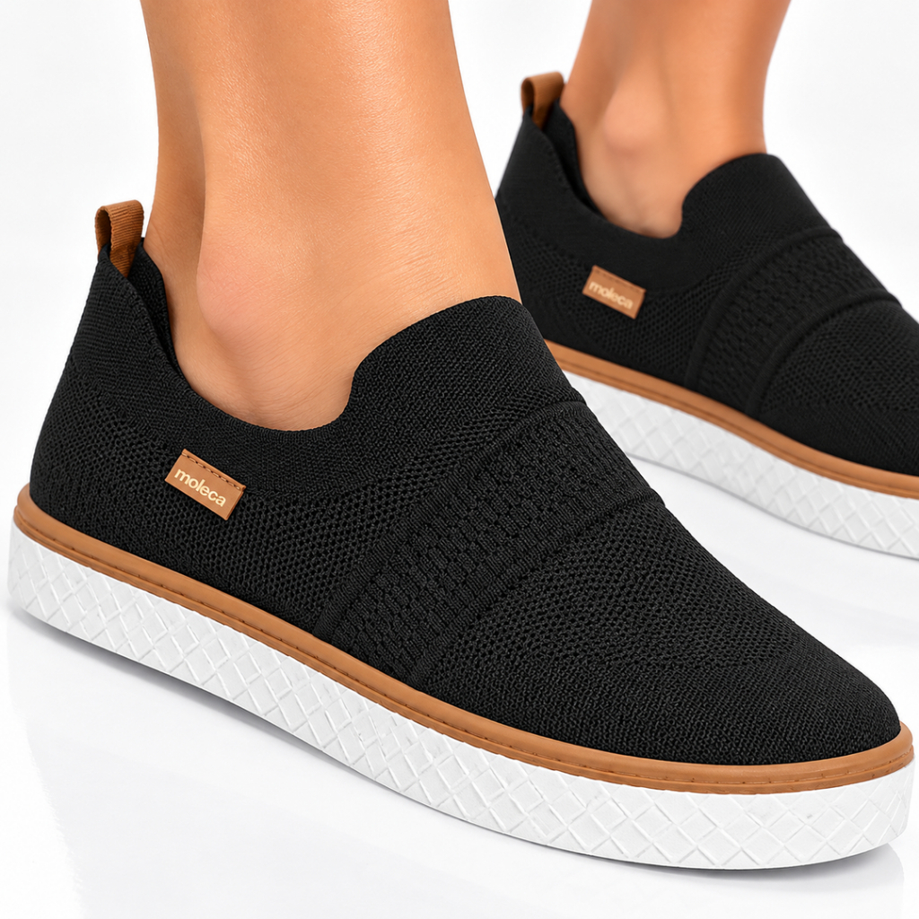 Tênis Casual feminino Moleca Slip On Calce Fácil.