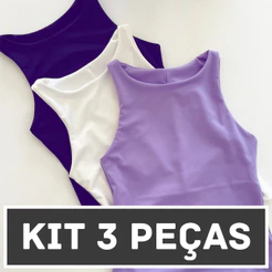 KIT 03 Blusas Femininas Regata Básica Com Forro