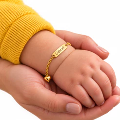 Pulseira Infantil Personalizada Nome Criança Ouro 18k Infantil Personalizada Pulseira