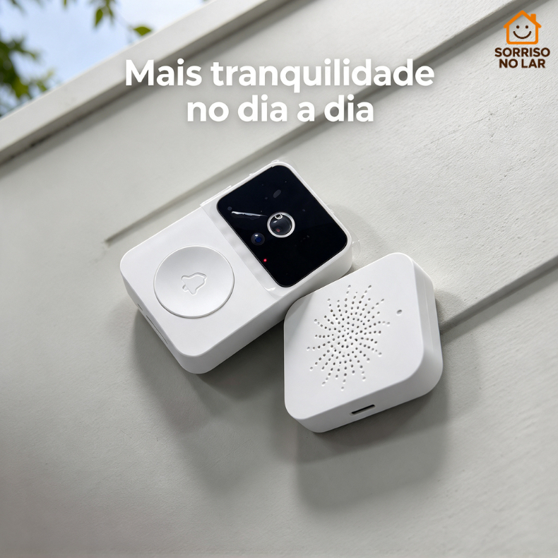 Campainha Com Câmera Smart Home Sem Fio Wi-Fi HD Inteligente Porteiro Vídeo