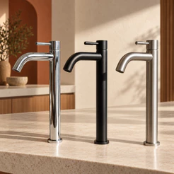 Torneira Lopazzi Clean Alta de 30cm com três opções de cores Para Bancada Banheiro Cuba Pia Lavabo Lavatório Cozinha