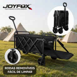 Carrinho de Camping Dobrável Multiuso JOYFOX Compras Pets Praia Pesca Rodas Todo Terreno 100kg Tamanho Grande Lavável