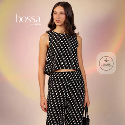 Lovito Bossa Conjunto Feminino Estampado Costas Abertas Em Viscose Poá Moda Floral PSB1250BRL1280