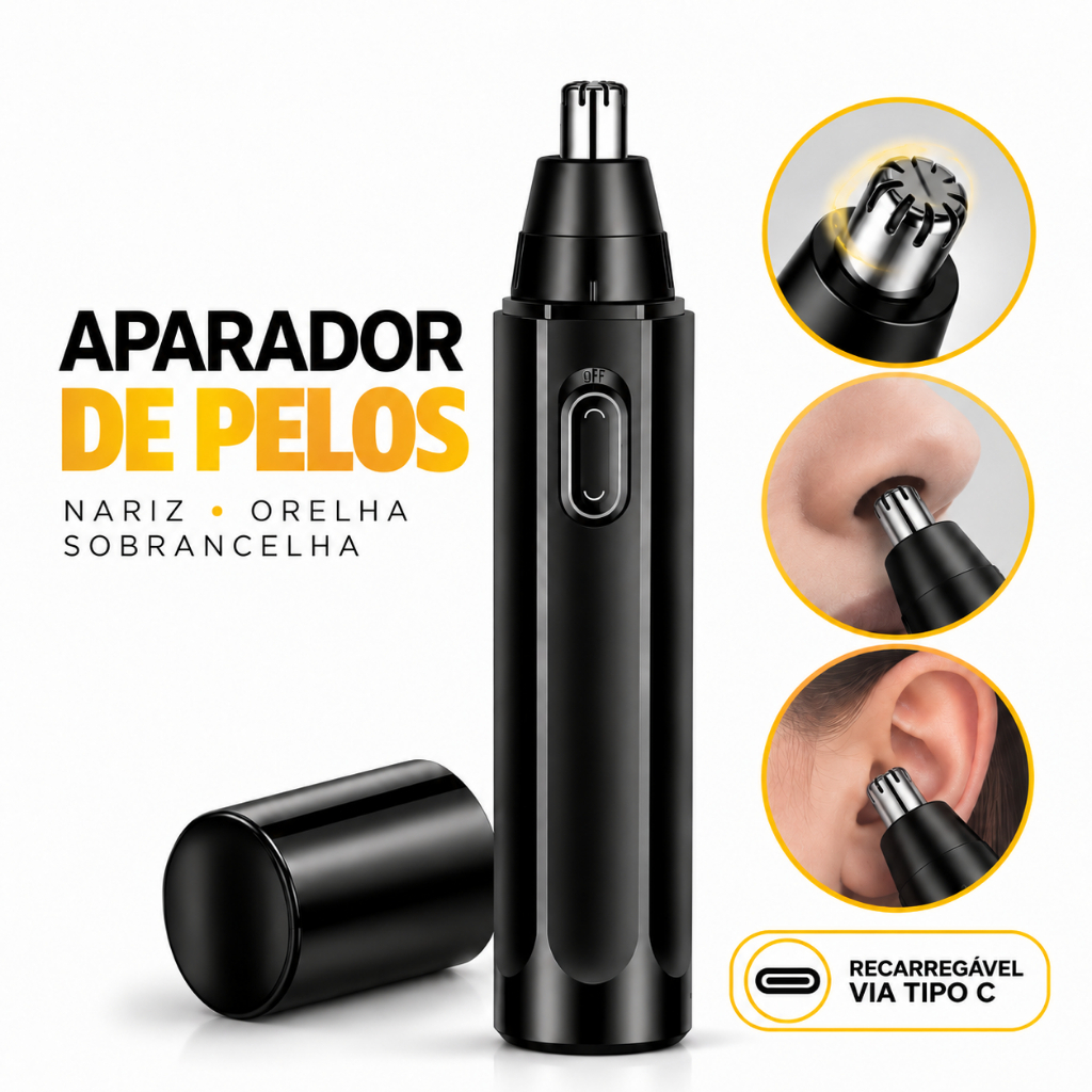 Aparador de Pelos do Nariz Maquininha Recarregável Máquina B-Max