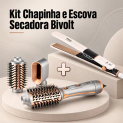 Kit de Beleza Escova Secadora PES19SG 1300w e Prancha Chapinha PPR10 Rose Bivolt Philco