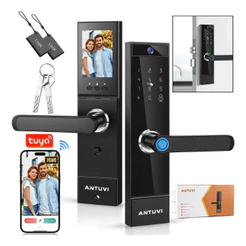 ANTUVI Fechadura Eletronica Digital Biometria Com Câmera+Wi-Fi Tuya