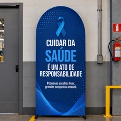 Painel Romano Novembro Azul 2×1m Decoração Campanha Conscientização Capa Sublimado C/Elástico