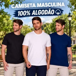 Camiseta Premium 100% algodão Masculina Verão Academia do M ao GG Basico Leve academia Dia dos Pais