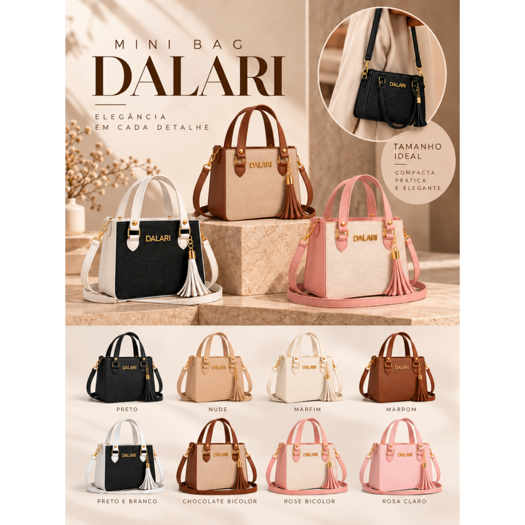 Bolsa Feminina Mini Bag Baguete Pequena de Mão e Ombro com Alça Ajustável