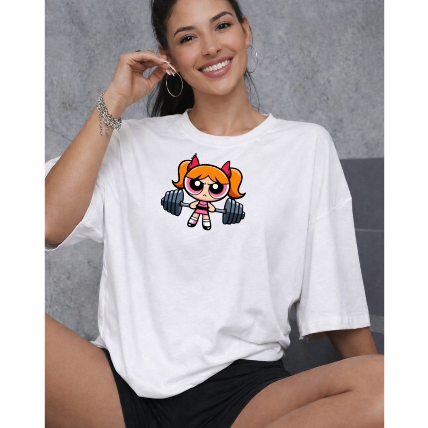 Camiseta Feminina Oversized As Meninas Superpoderosas Estilo Blogueira Streetwear Confortável