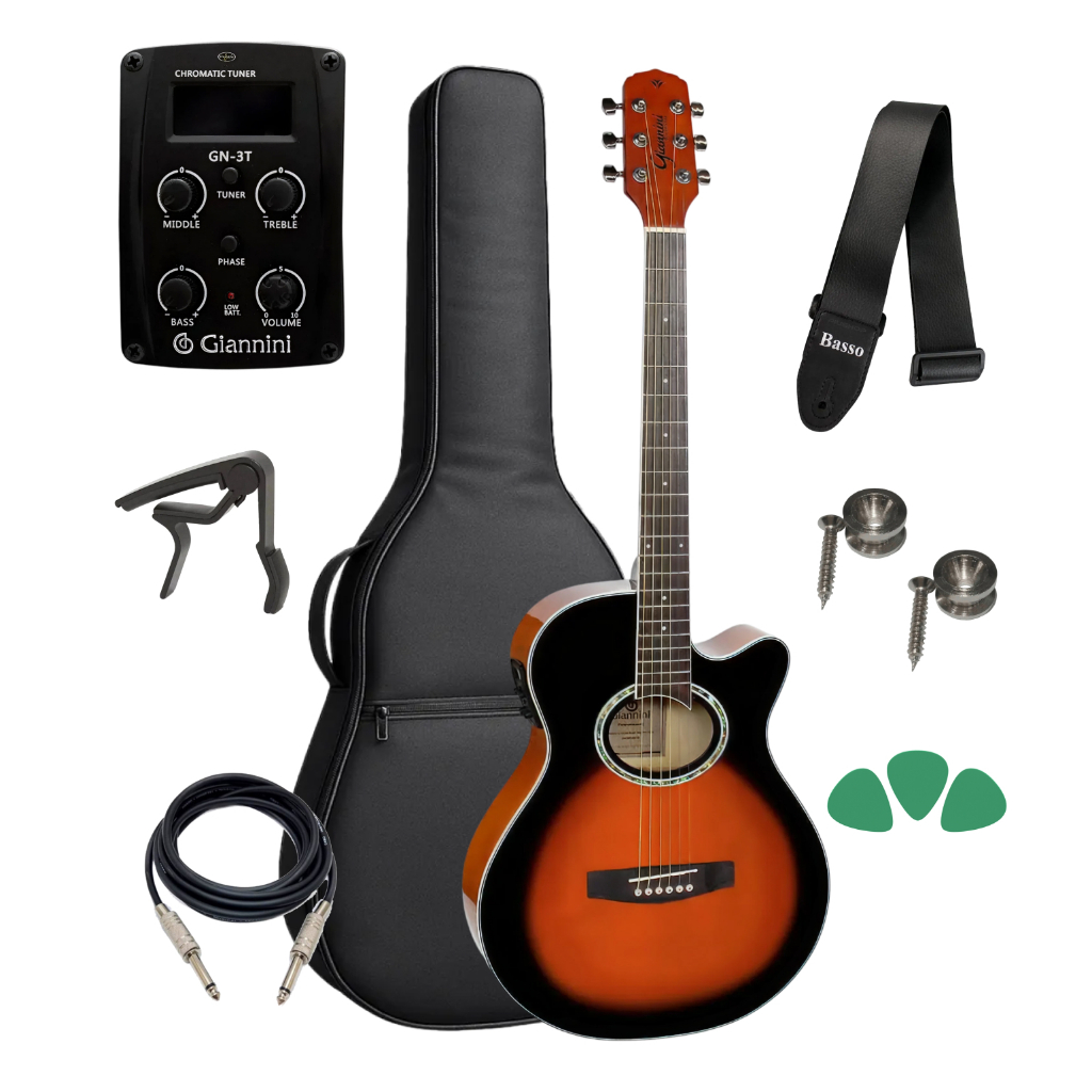 Violão Giannini Elétrico Gsf1d 3ts Gdc1 Kit Bag E Acessórios em Oferta na Shopee