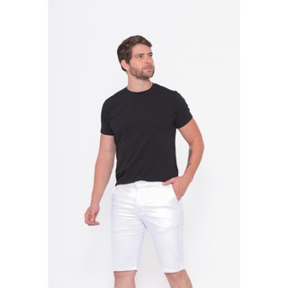 Bermuda Masculina Branca Sarja Elastano Chino Sport Fino Malloy