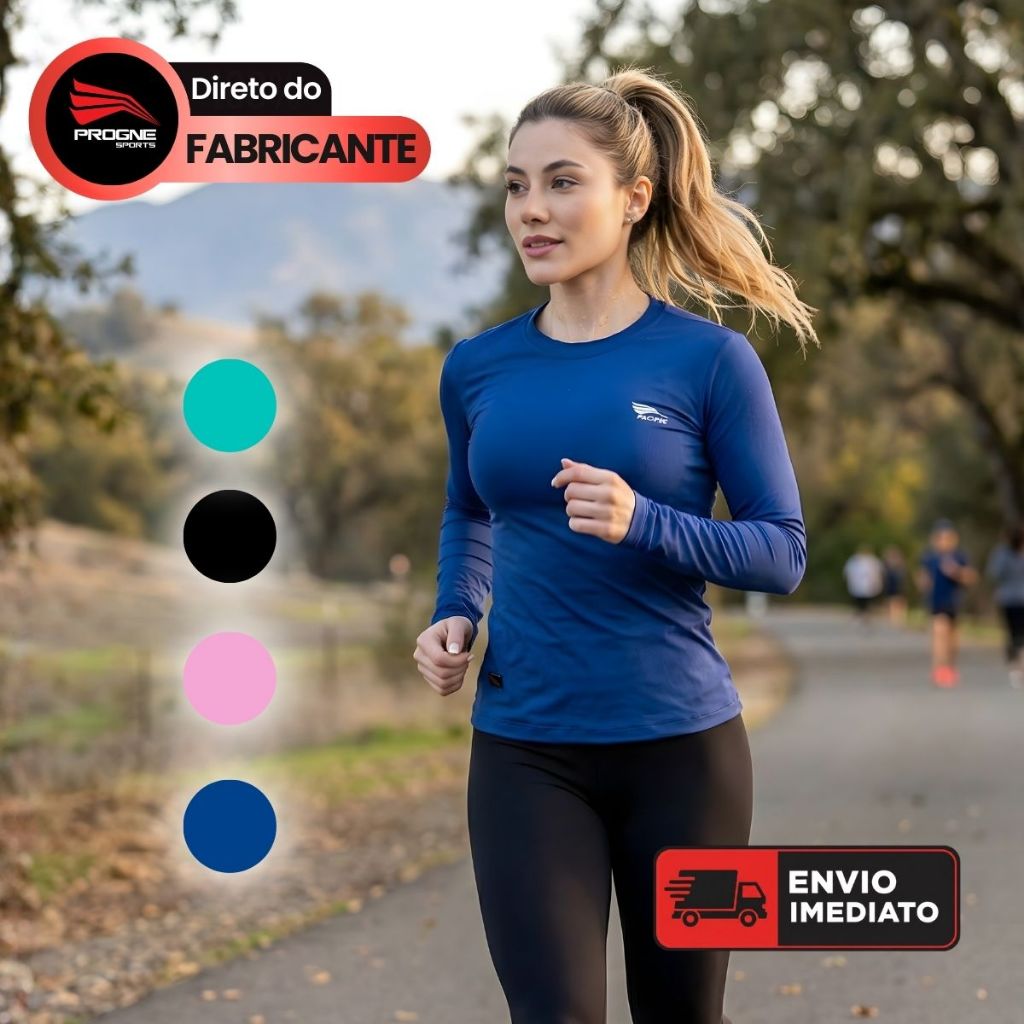 CAMISETA MANGA LONGA FEMININA PREMIUM SEGUNDA PELE - PROTEÇÃO UV50+ - PROGNE SPORTS