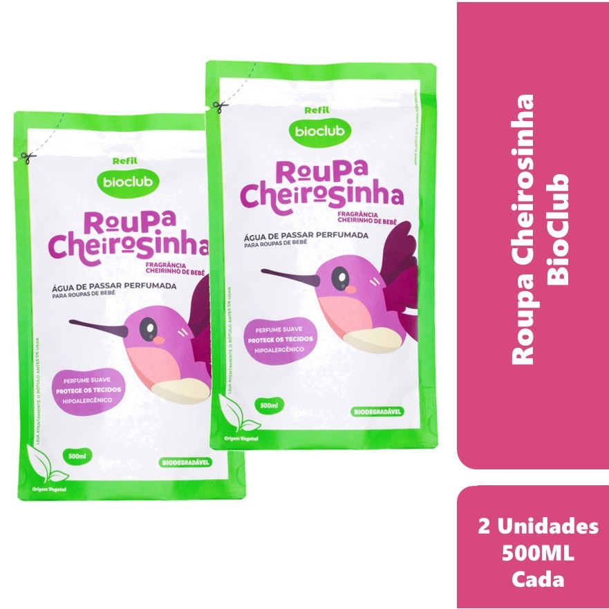2 Refil Roupa Cheirosinha Água de Passar Roupa de Bebê 500ml