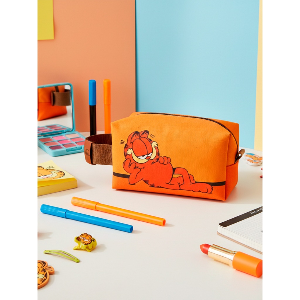 Nécessaire Garfield Ditado Felino Box Luxo Grande Bolsa Viagem Compacta Escolar Com Alça