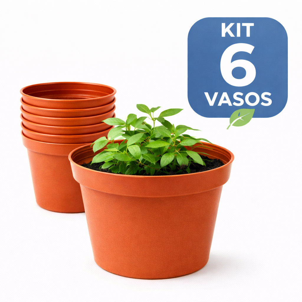 Kit 6 Und Vaso - Floreira Jardineira Preta 400ml RESISTENTE Horta Mudas Cactos Suculentas Ervas