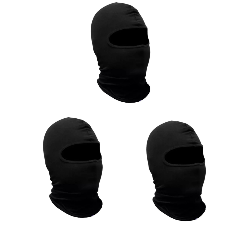 Kit 3 Touca Bandana Ninja Balaclava Proteção Uv50+ Térmica Cor Preto