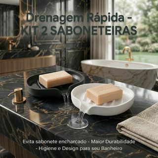 Kit 2 Porta Sabonete Drenante Base Antiderrapante para Pia Banheiro Design Moderno Resistente