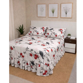 Colcha Lençol com Babado Queen 3 Peças Micropercal Toque de Algodão 400 fios em Oferta na Shopee