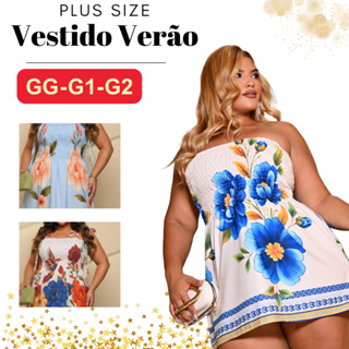 Vestido Curto Plus Size Estampado Com elástico Modelador Disfarça Barriga Verão Tomara que Caia Alças em Oferta na Shopee