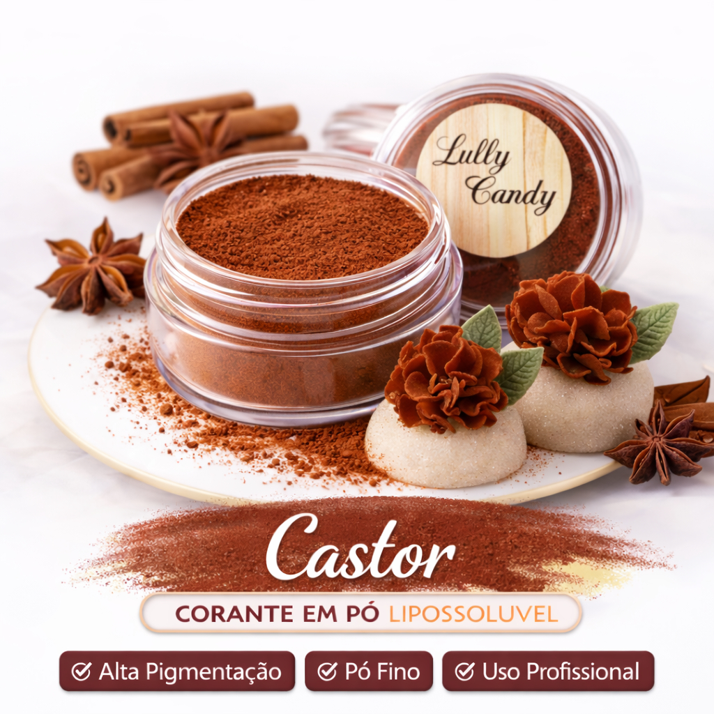 Corante em pó lipossolúvel 1,9g cor CASTOR