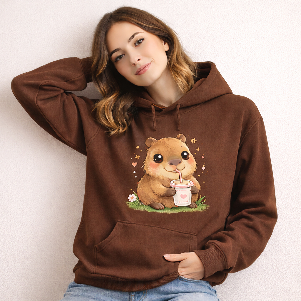 Moleton Canguru Estampa Capivara Milk Delicado