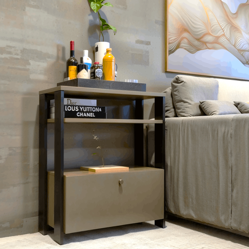 Aparador Multifuncional com Porta Basculante mesinha, mesa de apoio, mesa de café, sala. 100% MDF