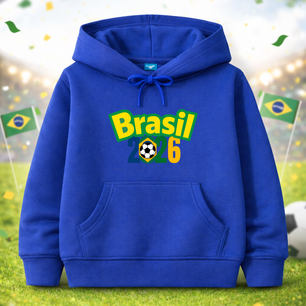 Agasalho Moletom Brasil Futebol Infantil Grosso Varias Cores Bolso Divertido
