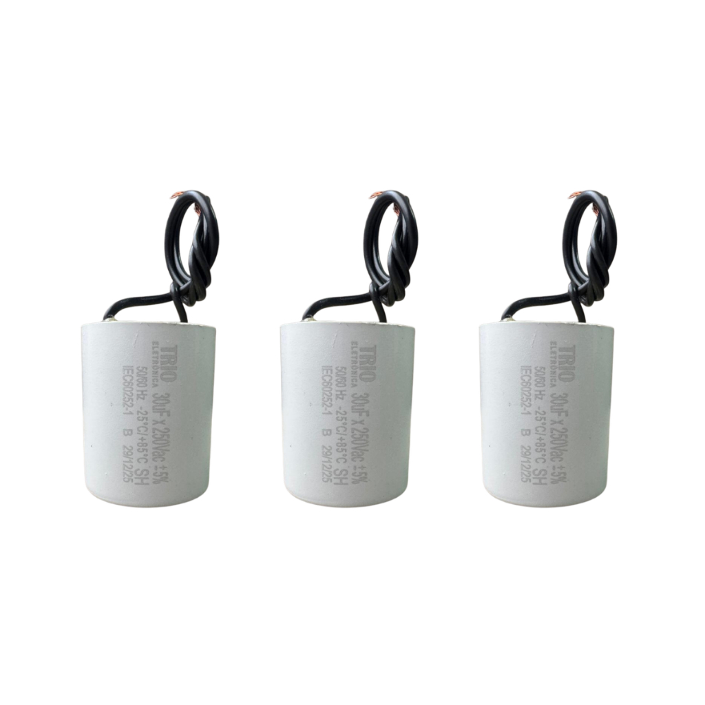 Capacitor 30uF x 250V Motores Ventilador Portão Eletrodomésticos Kit 3 Peças
