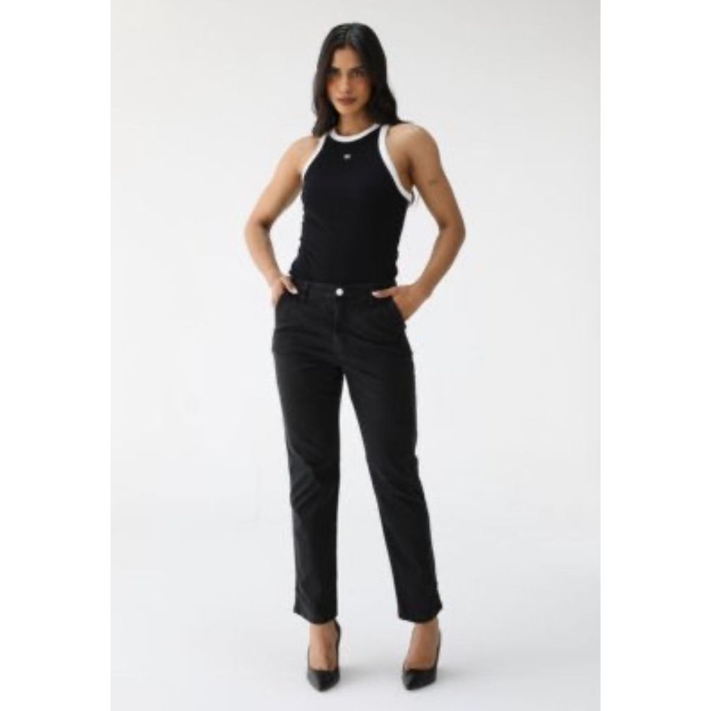 Calça Sarja Lez a Lez Reta Lisa Preta