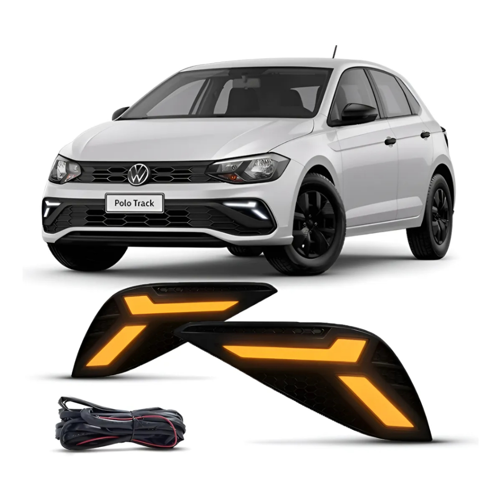 Kit Milha Drl Branco Polo Track 2023 / 2026 + Seta Laranja